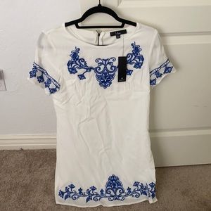 Blue and white dress